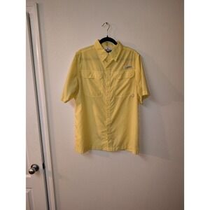Habit  Fishing Shirt Yellow Short‎ Sleeve UPF 40 Solar Factor Mesh Vent Medium